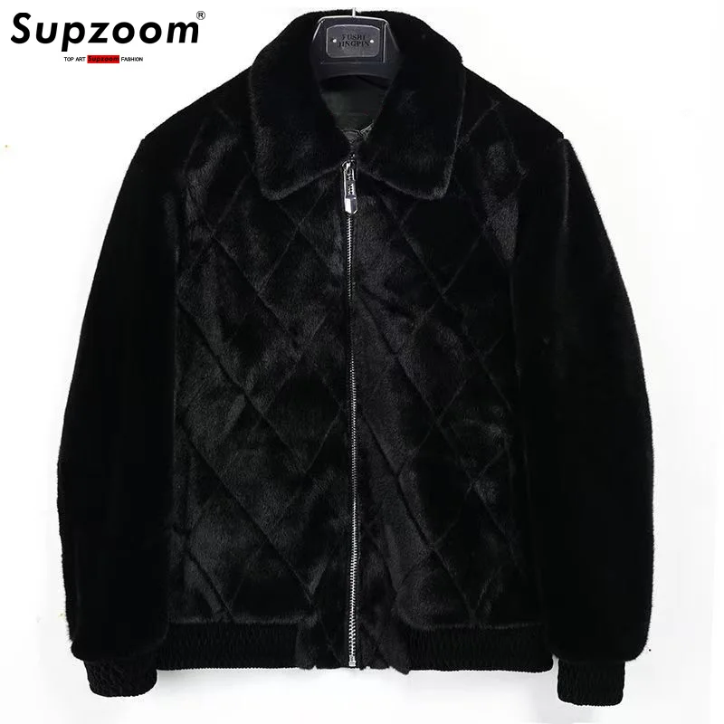 

Supzoom Новое поступление, модная зимняя теплая струящаяся золотая норка, имитация овечьего меха на молнии, мужская однотонная куртка с капюшоном