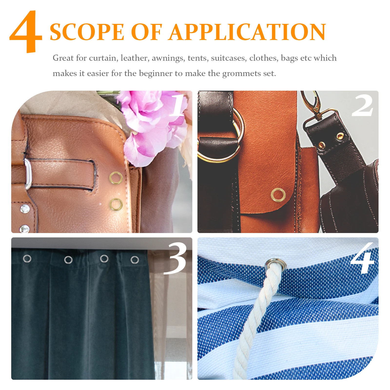 

100Sets Grommets Kit Alloy Eyelets Installation Tools for Shoes Clothes Curtains DIY Fabric Fasteners Grommets for Fabric