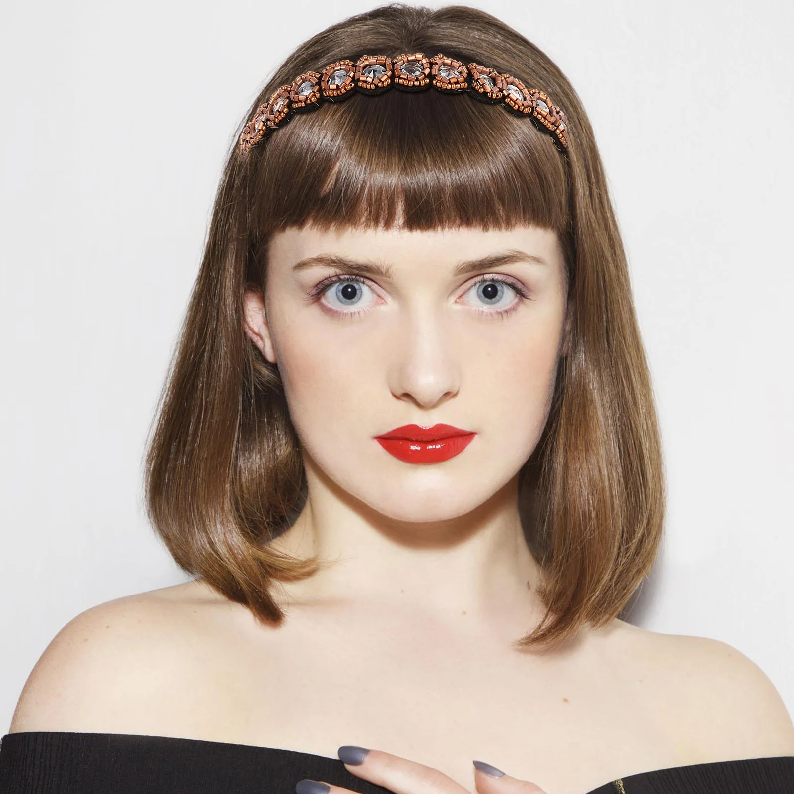 

Glass Beaded Bohemian Wedding Party Hair Accessory Rhinestone Crown Holiday Headdress Bohemian Headband Forehead Band