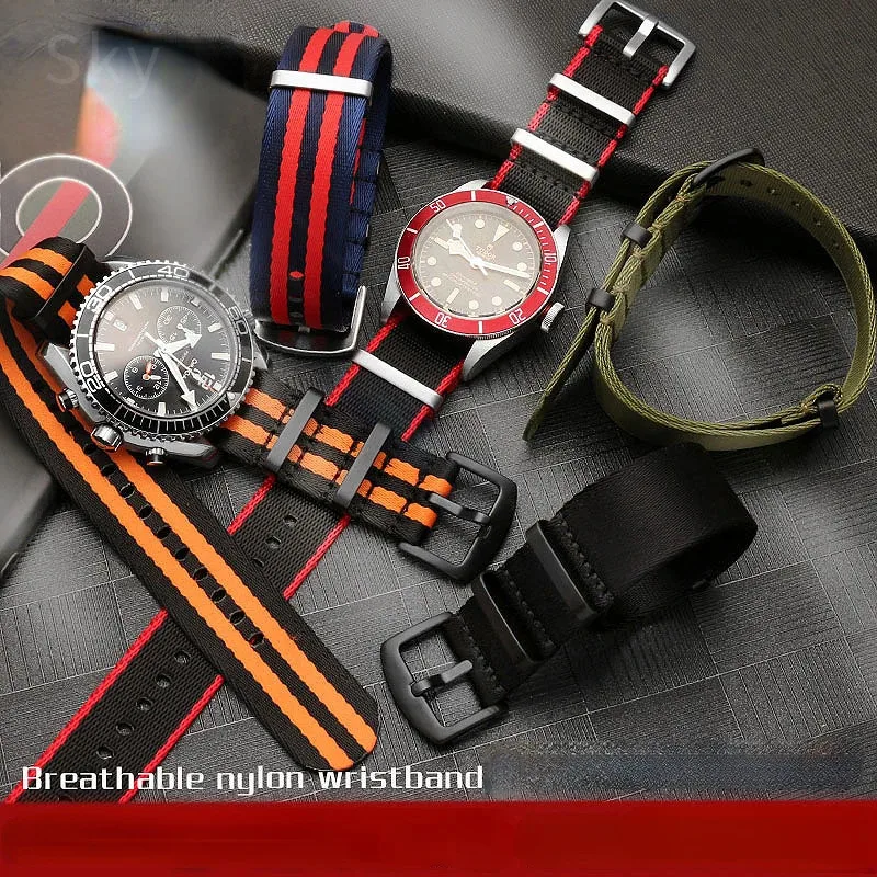 원피스 부드러운 나일론 시계줄 오메가 300 고스트 파티 007 론진 컨퀘스트 세이코 튜더 카시오 미도 롤렉스 남성 시계 스트랩 20