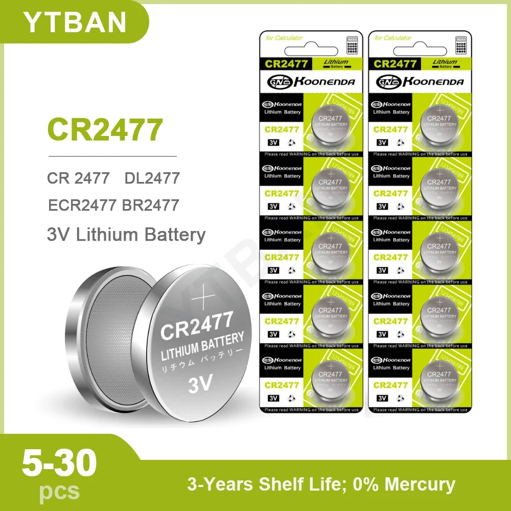 5-30 sztuk CR2477 3V przycisk bateria litowa do pilota samochodowego płyta główna zegarek DL2477 ECR2477, KCR2477 przycisk ogniwa monetowe