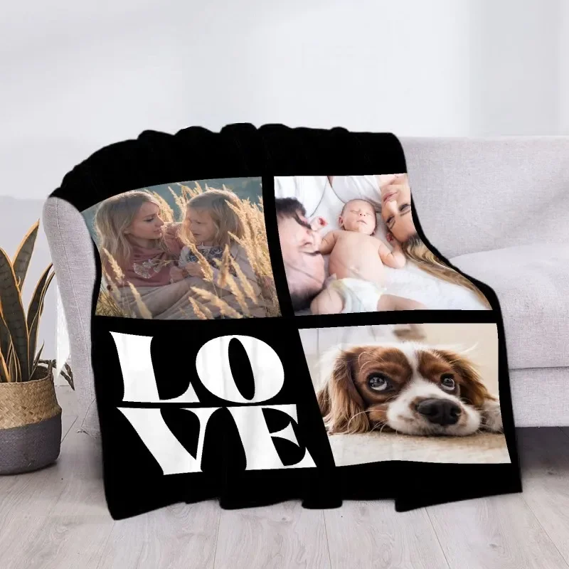 Custom Blanket with 15 Photos Love Family Memories Personalized Picture Throw Blanket with Text Gift for Family Couple Friends