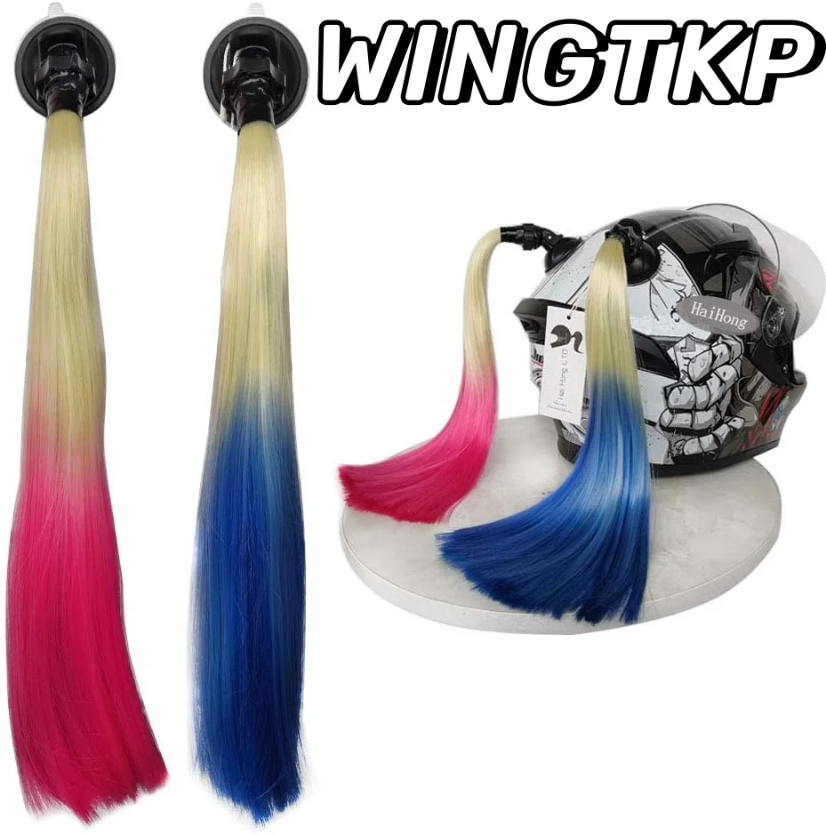 

WINGTKP Motorcycle Helmet Decoration Short Ponytail Unisex Helmet With Braids For Both Men And Women Double Ponytail Decoration