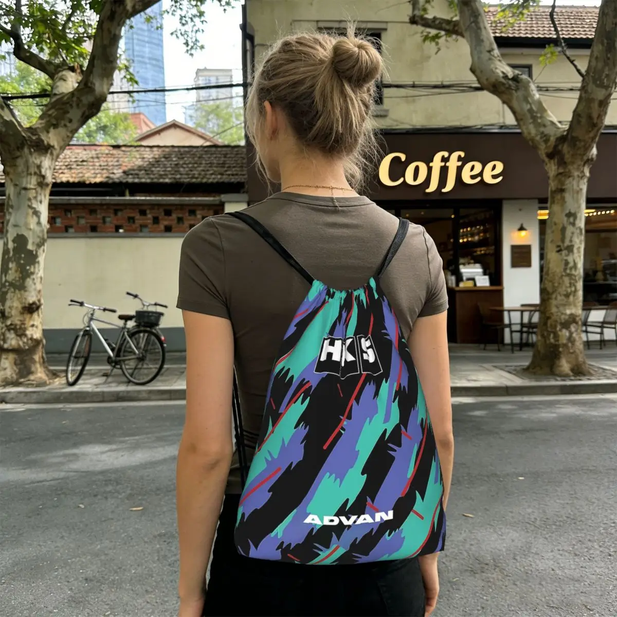 

HKS Advan JDM Backpacks Portable Drawstring Bags Sports Bag Book Bags for Travel School