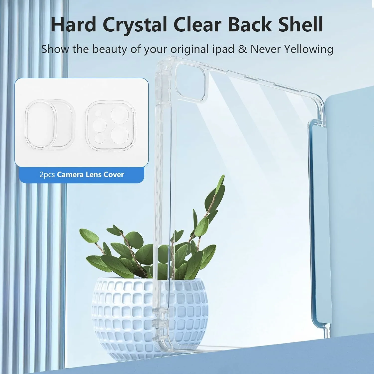 Tablet Case with Side Pencil Slot for iPad Air 11 (2026) / (2025) / (2024) Acrylic + TPU + PU Leather Flip Cover - Sky Blue