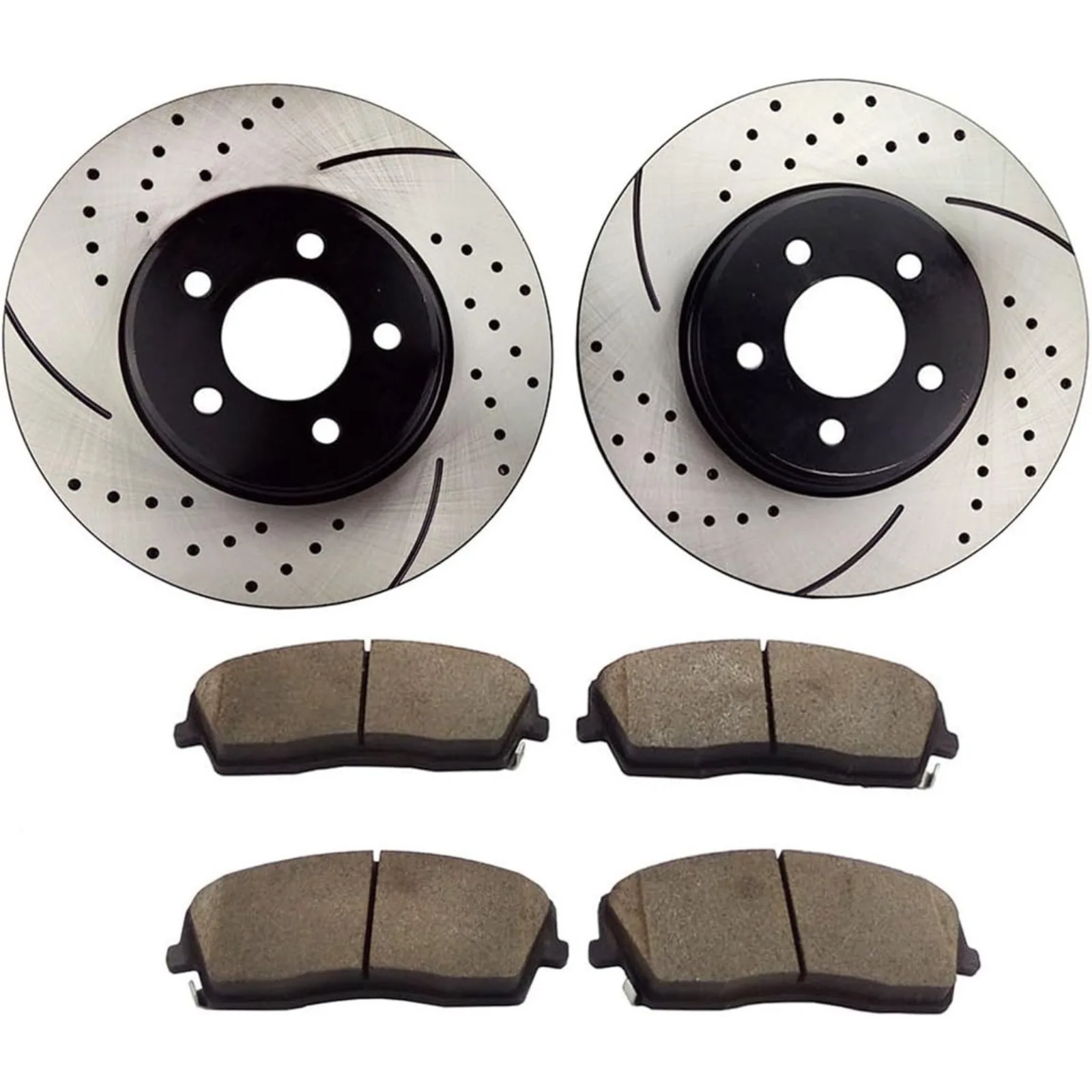 US  QPD10015 Front Brake kit with Drilled/Slotted Rotors and Ceramic Brake pads for 2005-2017 Chrysler 300 | 2006-2017 Dodge