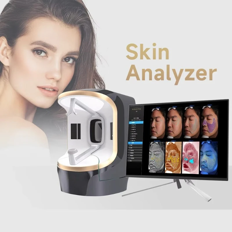Máquina de análisis de piel 3D, Dermatoscopio AI, analizador de piel Facial, escáner Facial inteligente con luz UV para Spa, salón de belleza