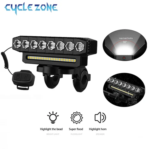 Luz delantera de bicicleta de 5/8 LED, faro delantero de ciclismo con bocina de 120dB, 6 modos de iluminación, luz delantera de campana de bicicleta de montaña y carretera, fácil de instalar