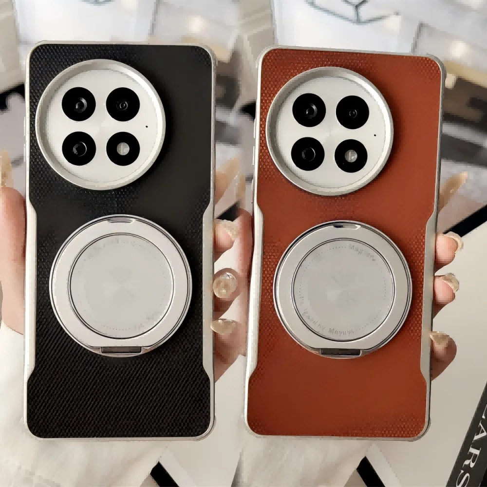 

For OnePlus 13 Case Hard PU With Ring Stand Magnetic Protective Back Cover Case For OnePlus13 One Plus 1+13 Full Cover Shell
