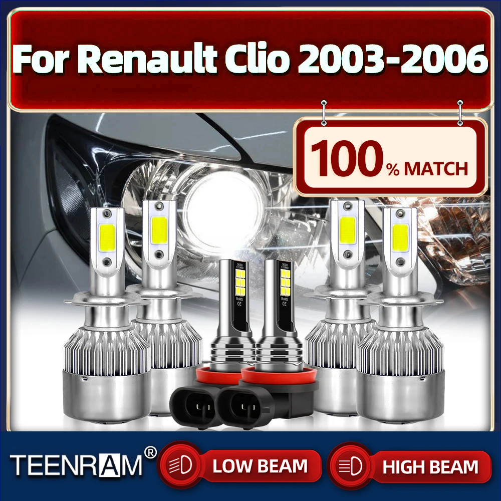 

H7 Canbus LED Headlight Bulbs 60000LM Turbo Lamps H11 Car Fog Light 6000K White 12V For Renault Clio 2003 2004 2005 2006