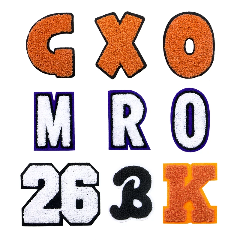 Letter Patch B M O R K G X O Chenille Icon Towel Embroidery Applique Patches For Clothing DIY Iron on Badges on the Backpack