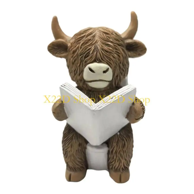 X22D Resin Cow Toilet Sculpture Bathroom Humor Decors Durability Family Friendly Accent
