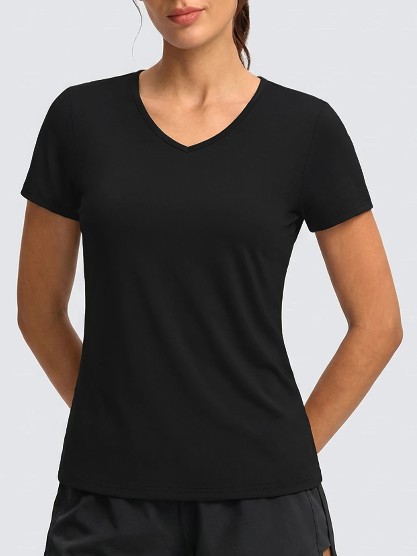 Women's Moisture-wicking Short Sleeve T-Shirt，Super Soft Workout Running Yoga Athletic  V-Neck Tee