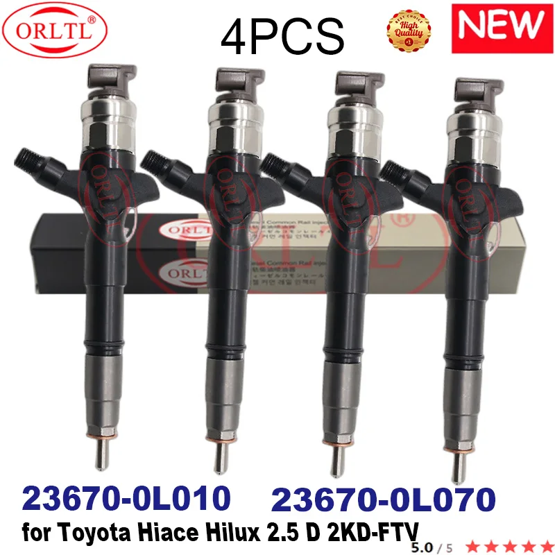 

ORLTL Original New Injector 23670-0L010 23670-0L070 236700L010 236700L070 for Toyota Hiace Hilux 2.5 D 2KD-FTV 4pcs