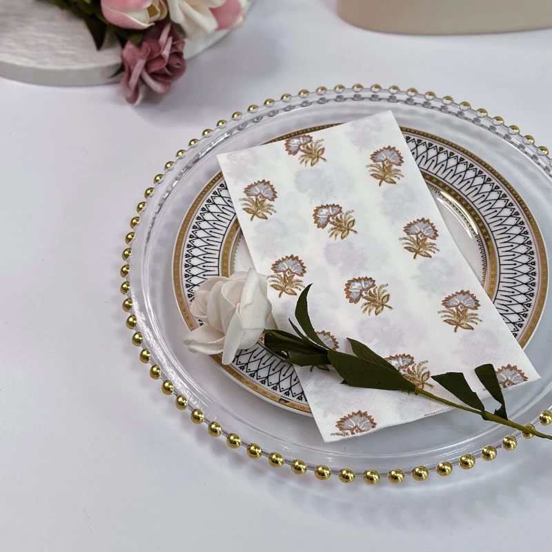 20pcs/Pac 33*40cm Floral Flower Printed Napkin Rectangle Paper Napkin Decorative Cup Flower Placemat Butterfly Bone Bart Paper