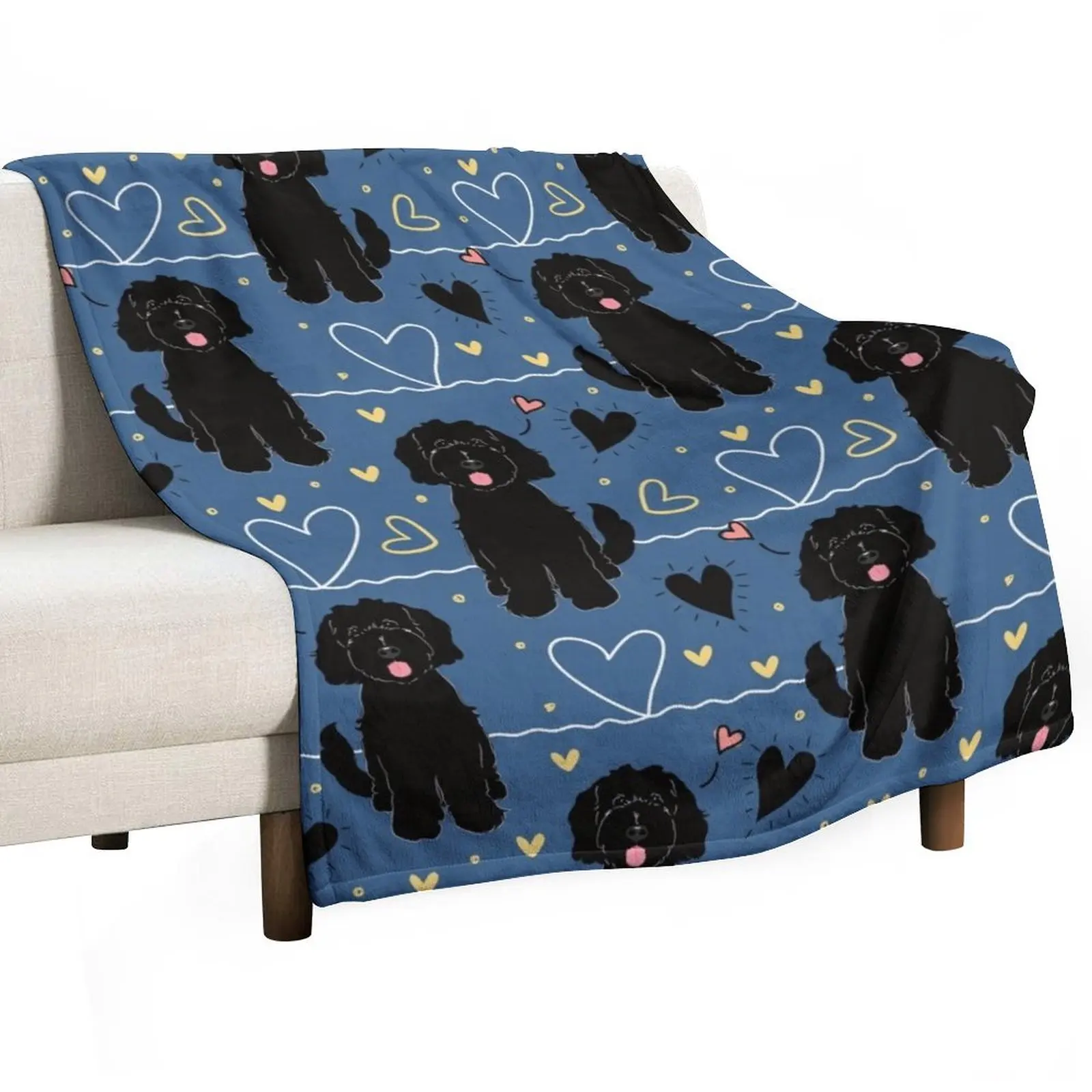 LOVE Black Goldendoodle Dog Throw Blanket Polar Soft Plaid Luxury Thicken Flannels Blankets