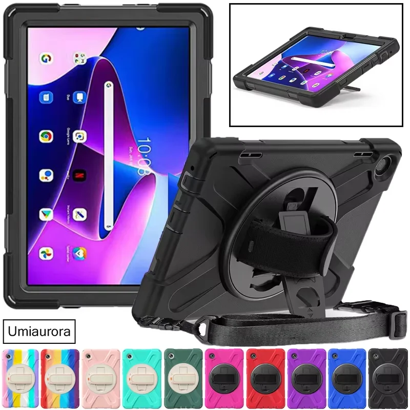 

Для Lenovo Tab M10 Plus 10,6 TB128FU TB125FU 10,1 дюйма TB328FU X306F X606F противоударный чехол для планшета с ремешком на руку, прочная подставка
