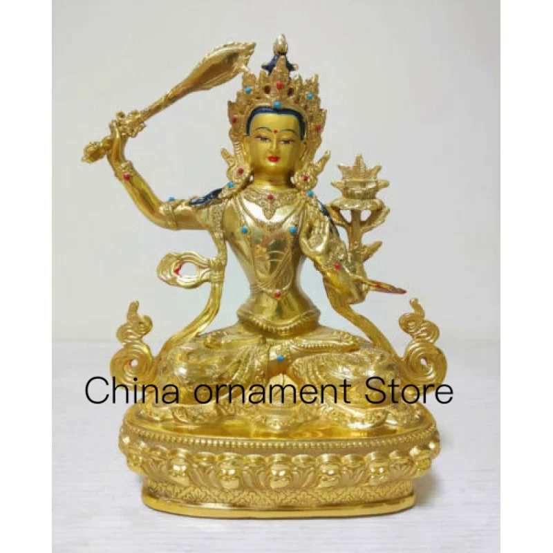 

Handmade Golden bronze Manjushri Buddhism Divinity buddha statue Auspicious