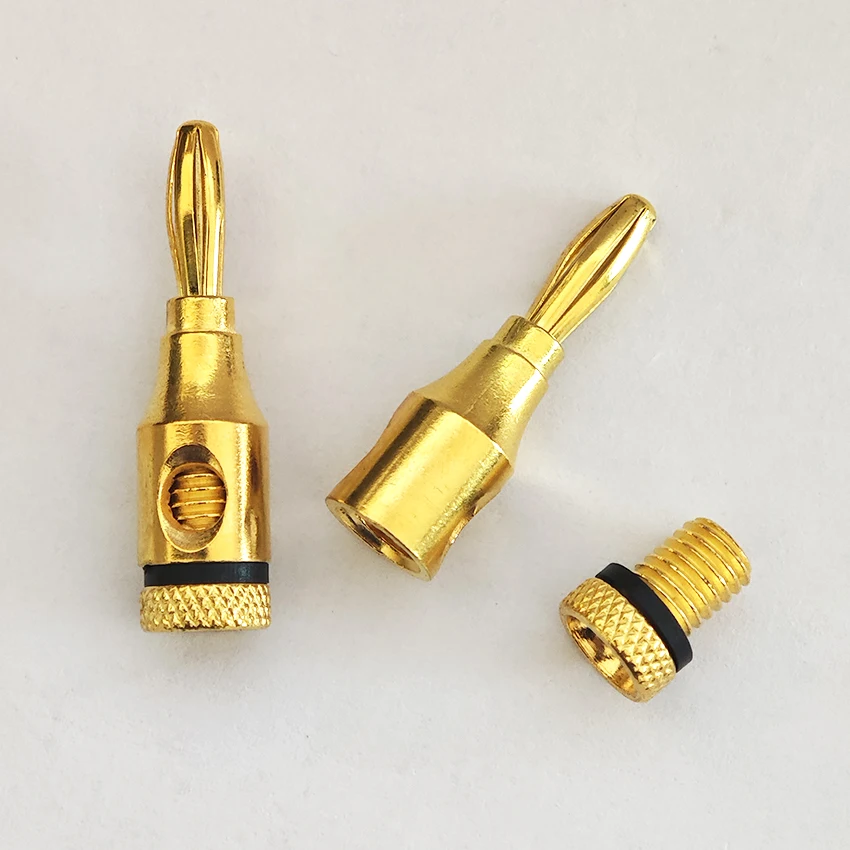 

4pcs 4mm Banana Plug Gold-Plated Audio Plug Socket Speaker Cable Connector Red Black Edges