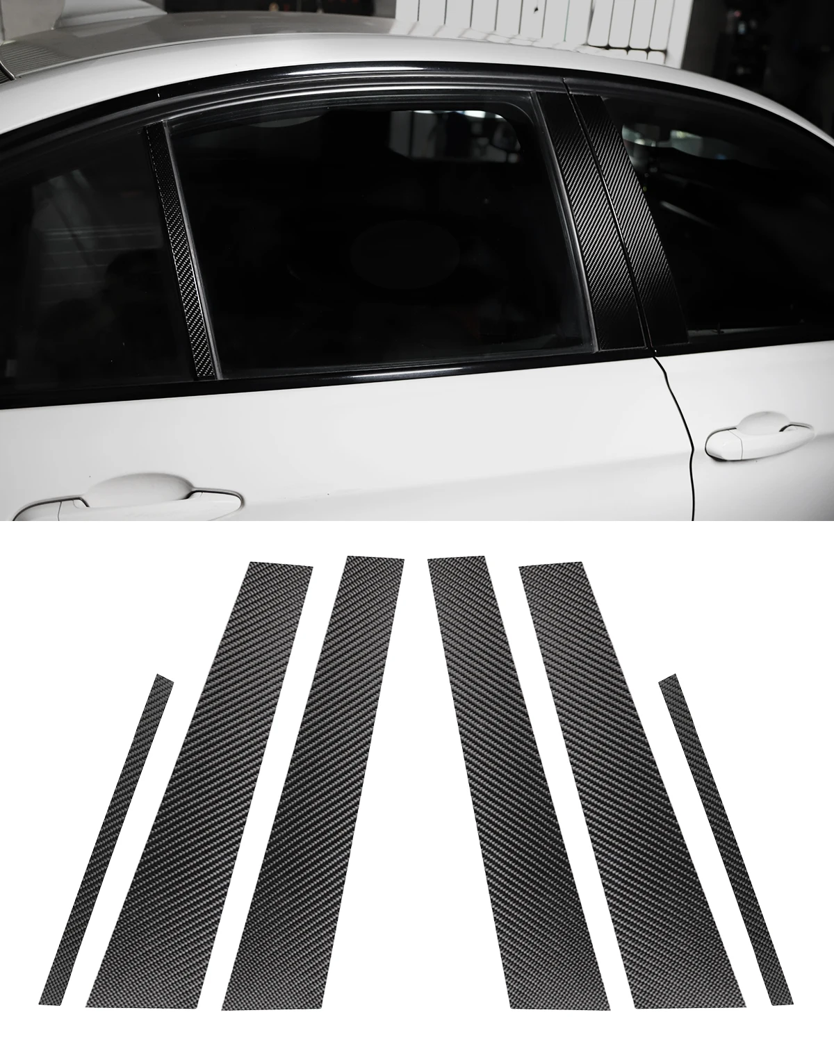 

6Pcs Door Window Pillar Posts Trim Sticker carbon fibre for BMW F30 F31 E90 3 4-Series Accessories Car Exterior Parts Door Trims