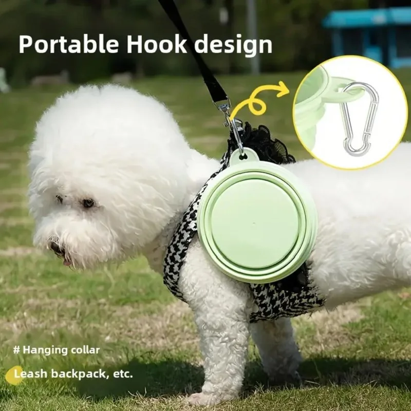 Collapsible Pet Bowl Cat Dog Portable Small Capacity Foldable Silicone Outdoor Travel All Pet Sizes Carabiner Hook Accessory