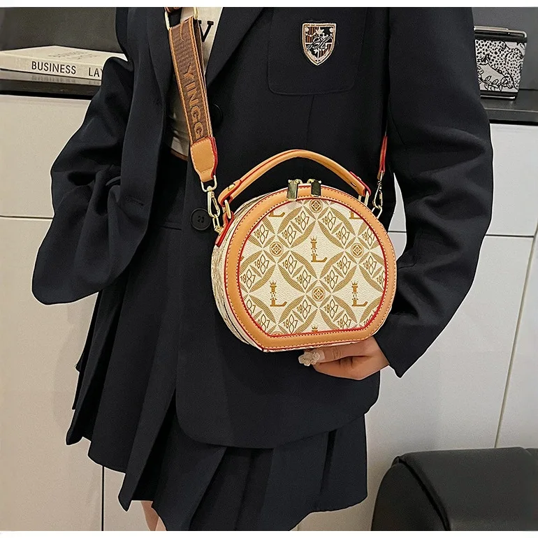 

2025 Women's Stylish Cylindrical Bag - High-end Texture Print, Hand-held Single-shoulder Crossbody