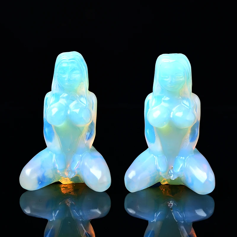 1PC Natural Crystal Female Model Statue Obsidian Opal Girl Body Goddess Polished Figurine Crafts Reiki Stone Home Ornament Gifts