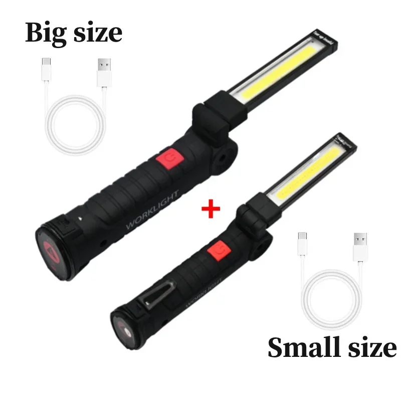 5 Mode Torch USB Rechargeable Work COB Flashlight Built-in Battery 360 Zoom Multi Function Folding LED Lamp Camping Light