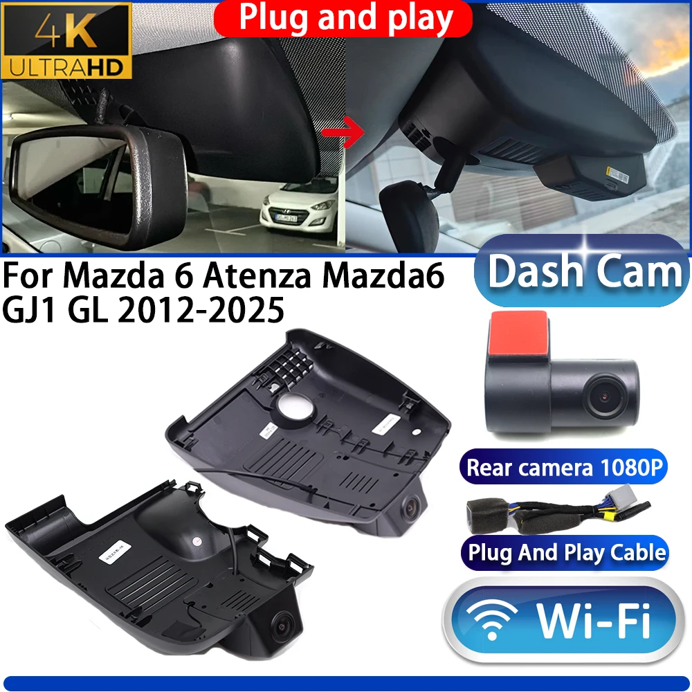 

HighCity For Mazda 6 Atenza Mazda6 GJ1 GL 2012-2025 Dash Cam Camera DVR 4K 2160P Night Vision Wifi Plug And Play Video Recorder