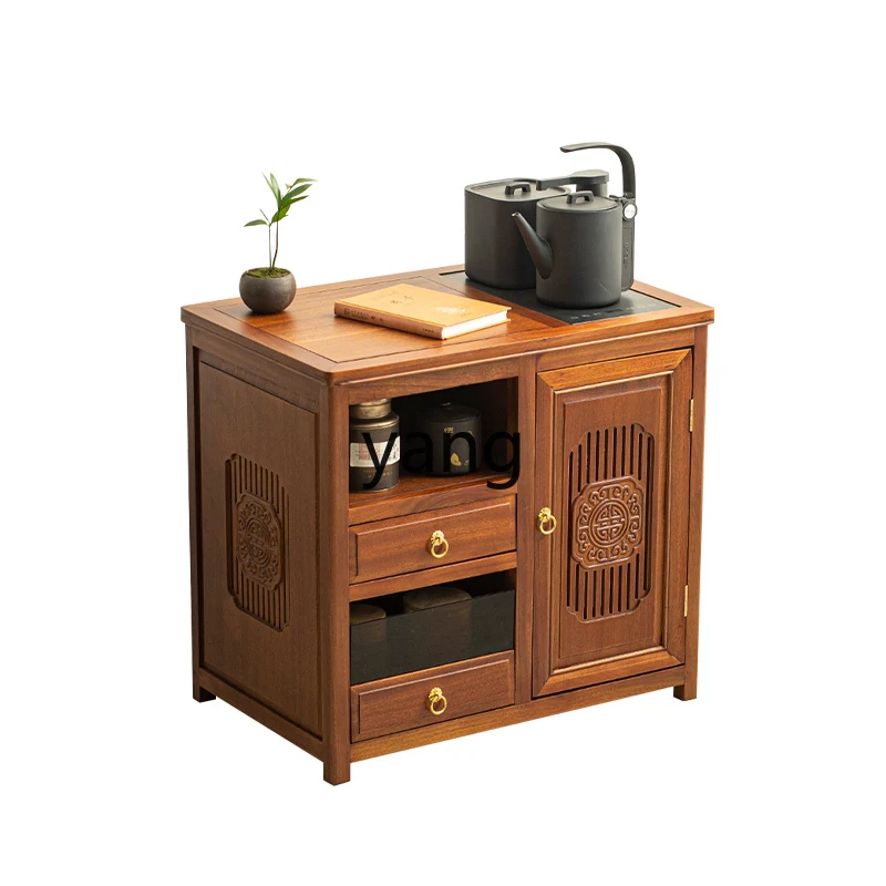 

LH mobile tea cabinet integrated solid wood small tea table household new Chinese tea side table