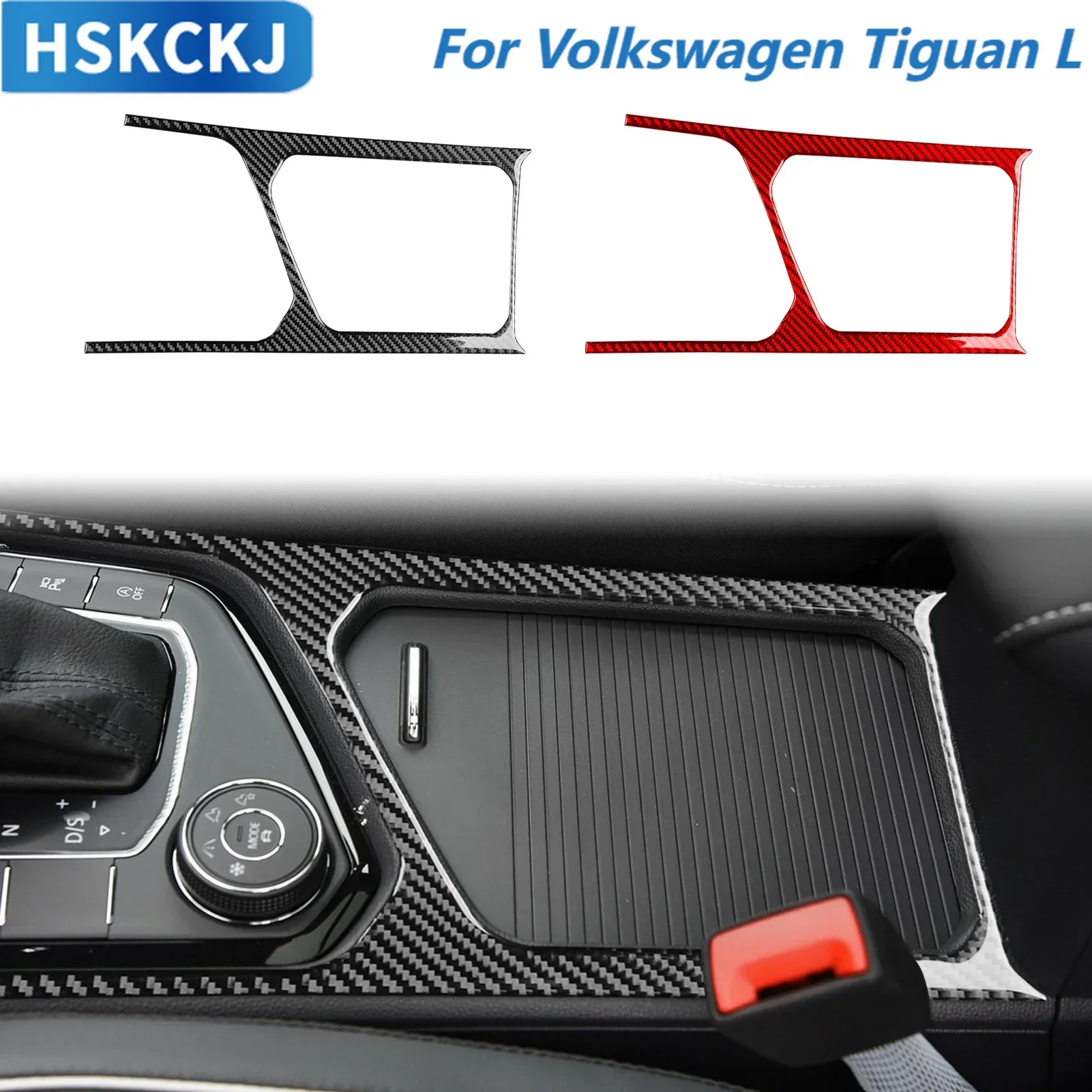 

For Volkswagen Tiguan L 2019—2021 Car Accessories Carbon Fiber Gear Shift Outer Panel Frame Cover Trim Sticker Modification