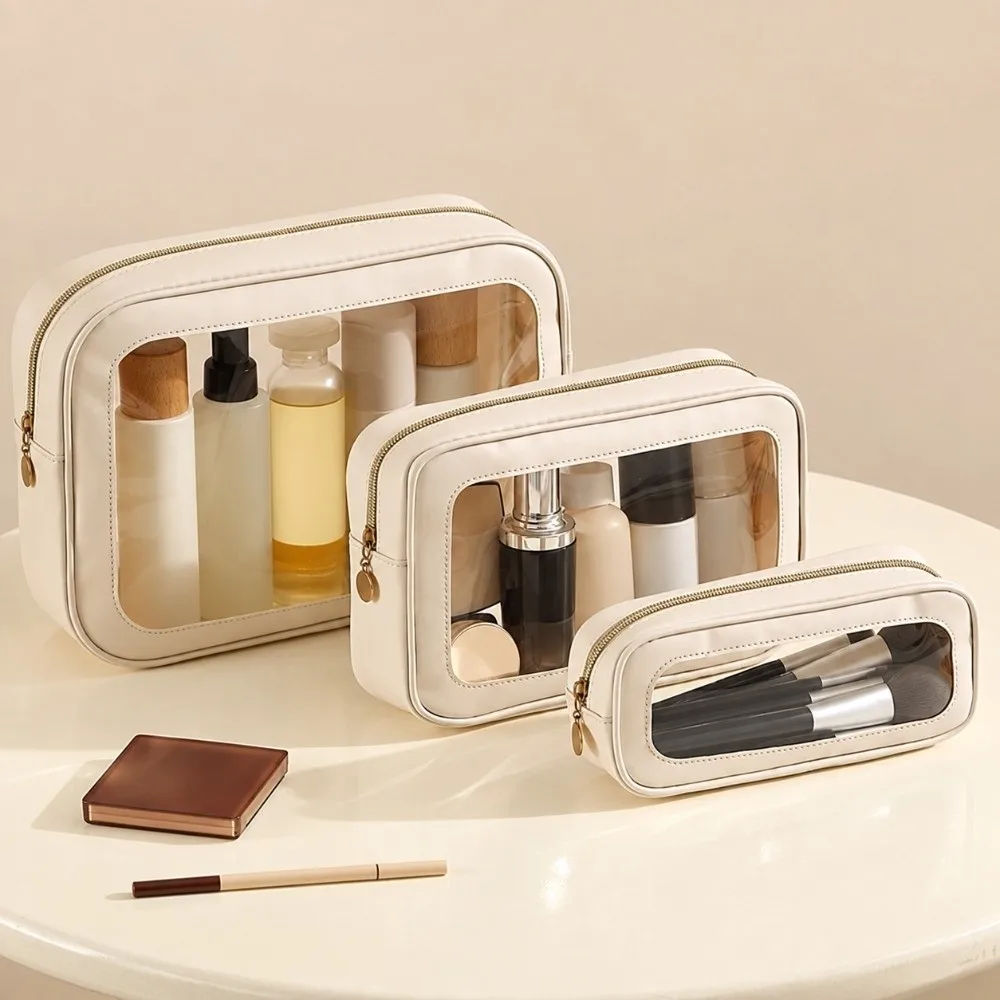 Portable PVC Makeup Bag Travel Transparent Visible Miscellaneous Storage Bag Large Capacity Outdoor Toiletry Bag