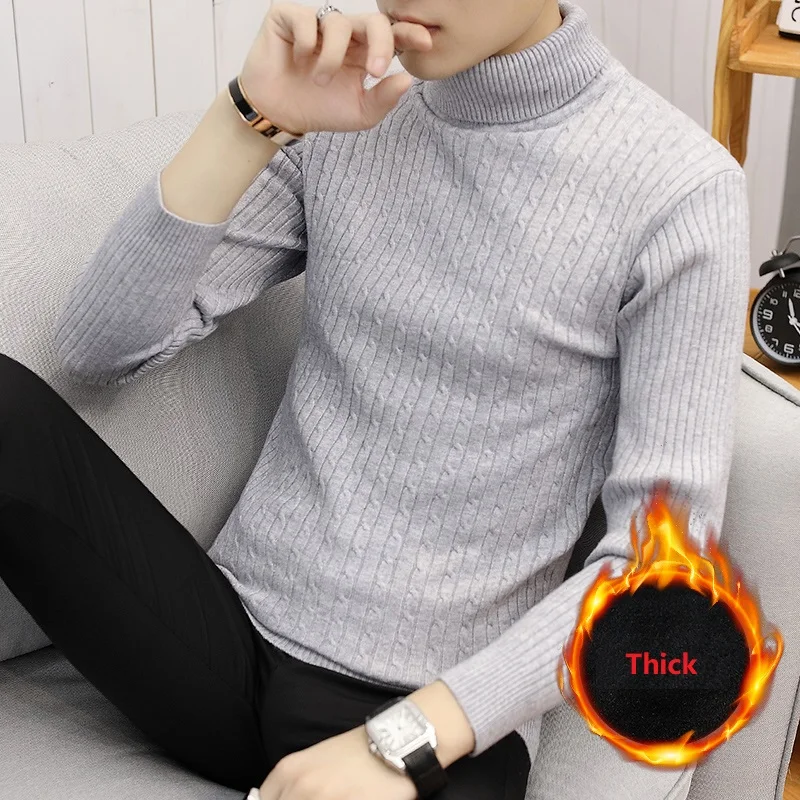 Men's Thick Warm Winter Turtleneck Sweater Winter Casual Men's Knitted Sweater Keep Warm Fitness Men Pullovers