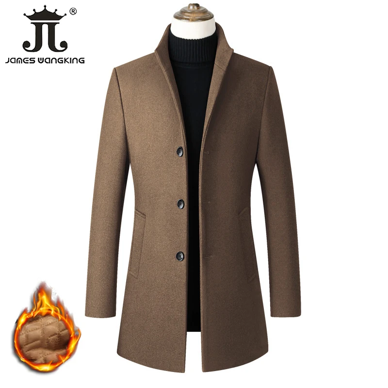 

Eur XS-2XL Autumn and Winter High-end Wool Men's Casual Business Woolen Coat Station Collar Male Casual Warm Jacket