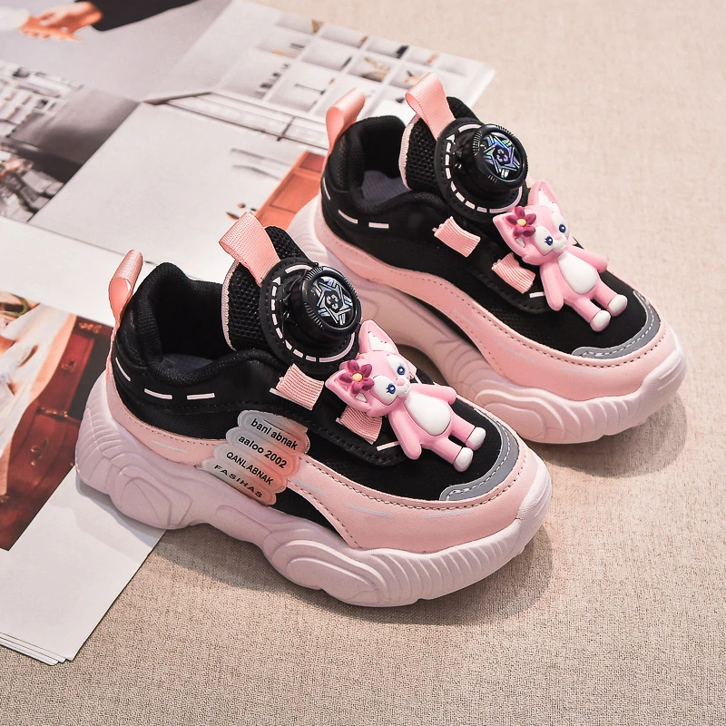 Pink Cartoon Children's Casual Shoes High-elastic Child's Sneakers Shoes Trendy Comfort Girl Sport Shoes Anti-slip Student Shoe