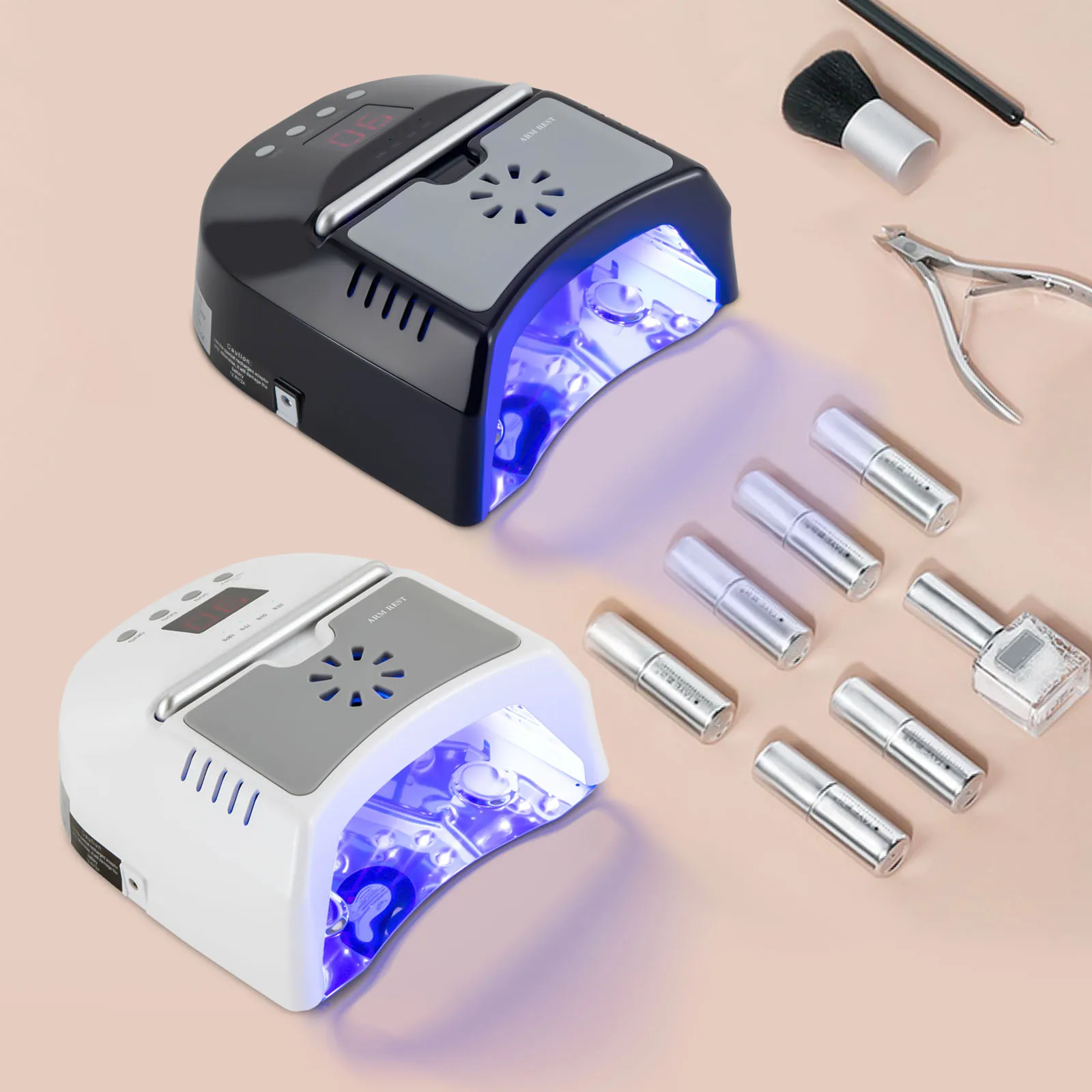 Secador de unhas profissional recarregável 72W 24 contas UV/LED gel lâmpada para unhas com ventilador fundo removível 3 temporizador sensor inteligente