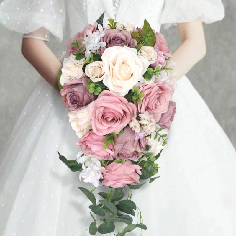 Artificial Rose Flowers Wedding Romantic Bouquet Bride Bridal Bouquets Bridesmaid Bouquet Valentine's Day Confession Party