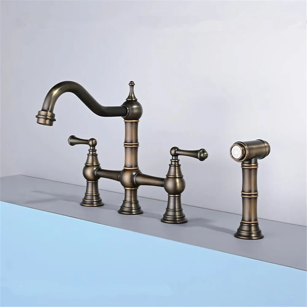 Red Bronze Kitchen Faucet with Hand shower Head Antique Bronze Pot Filler Tap Brushed Gold Hot Cold  Black Sink Tap Spout  Brass