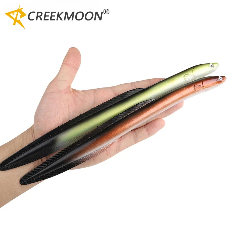 Cebo de Anguila de pesca realista, Swimbait de hundimiento lento, señuelo suave largo para lubina, Lucio, pececillo, aparejos de Swimbait, Lucio, bagre, 300mm, 58g