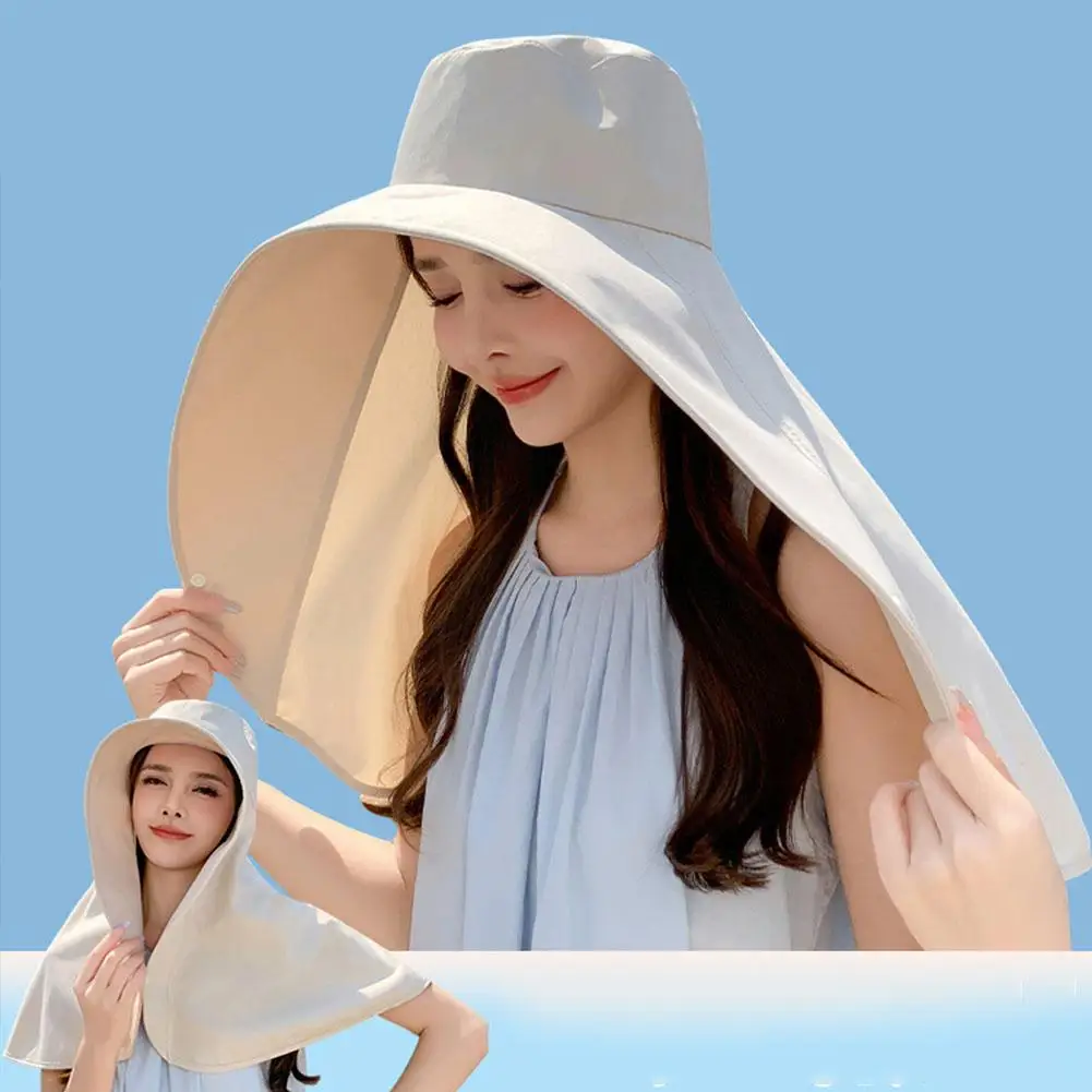 Women Shawl Screen Women Big Brim Roof Hat Upf With Neck Uv Bucket Full 1000+ Beach Neck Hat C S7u5