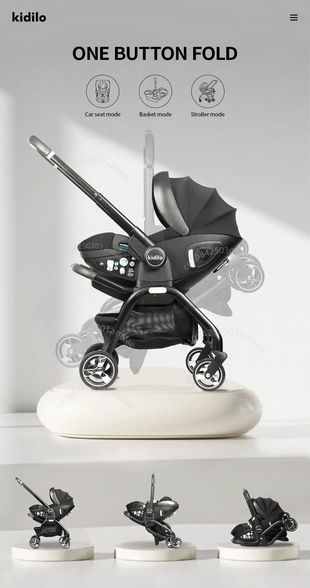 Tragbare Babywagen (einschließlich Babykörbchen für Neugeborene) und multifunktionale Babywagen, die aus der EU versendet werden – hochwertige, zusammenklappbare Babywagen. – Detail 4
