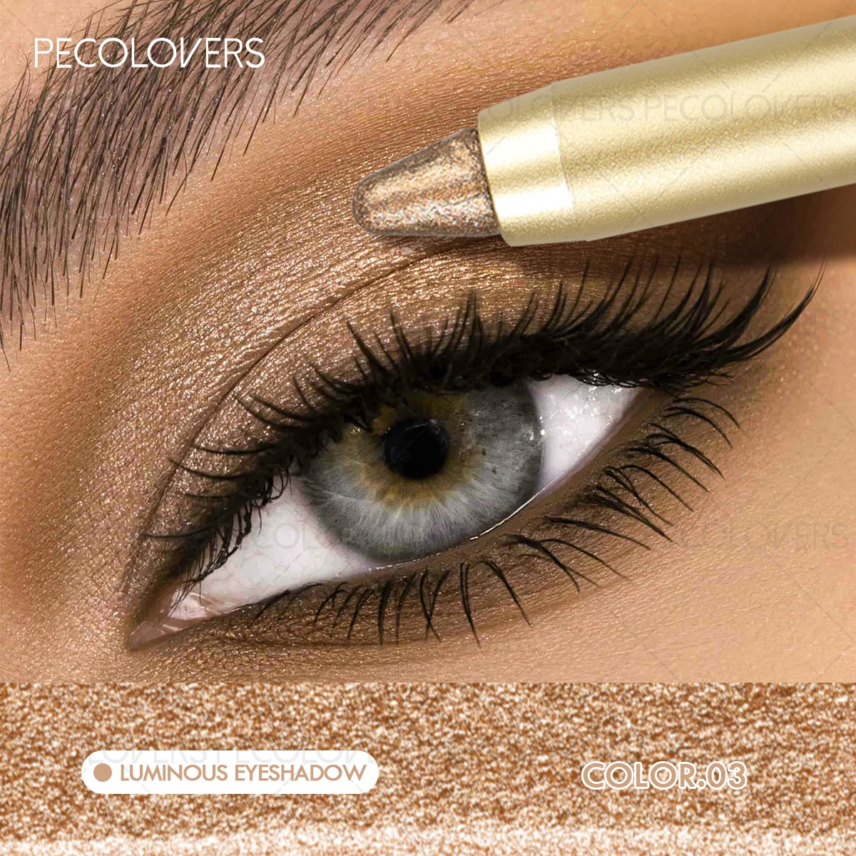 Veegvaste en waterdichte oogschaduwstick, dubbelzijdig oog met schaduwstick, sponsborstel, glitter- en matte afwerking