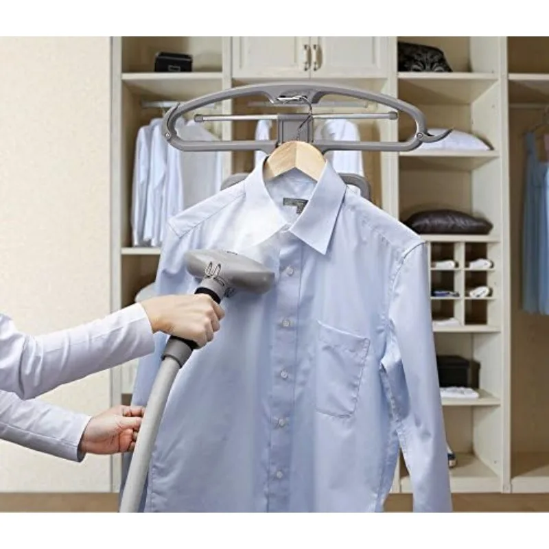 SALAV GS45-DJ مكواة بخار للملابس المستقيمة الاحترافية مع عجلات دوارة، شماعة واسعة جدًا، فرشاة قماش ومجداف كي صغير، 1500 وات، فضي