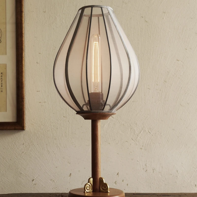 

Japanese Wabi Sabi Style Flower Shaped Table Lamps LED Fabric Lampshade Living Room Dining Hall Bedroom Study Indoor Desk Lights