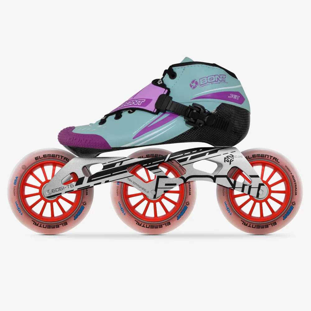 

BONT Kids Jet 2PT 165mm Purple light blue Inline SKates Speed skates Package Carbon roller skates boot Road Skates carbon skates