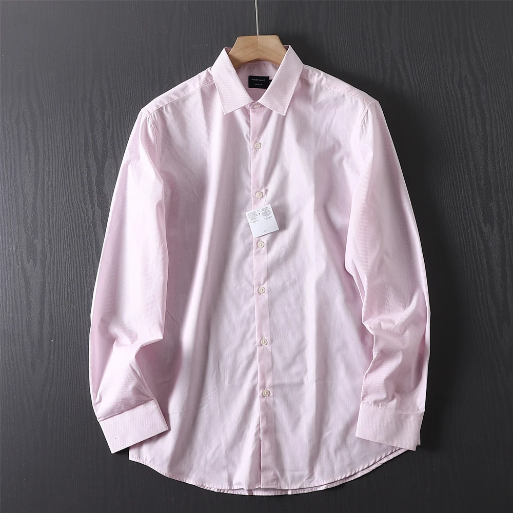 

Мужская повседневная длинная све irt, весна-осень, новинка Busin, однотонная полоска, универсальная смесь хлопка и полиэстера, молодежная мода