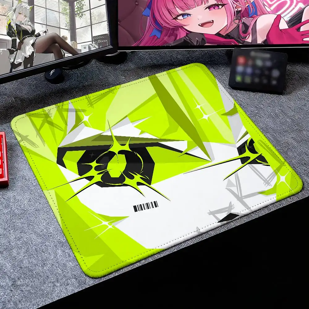 Neon Green Cyber Styler Anime Eyes Mouse Pad Geometric Futuristic Desk Mat Acid Graphic Mousepad Non Slip Gaming Keyboard Pad