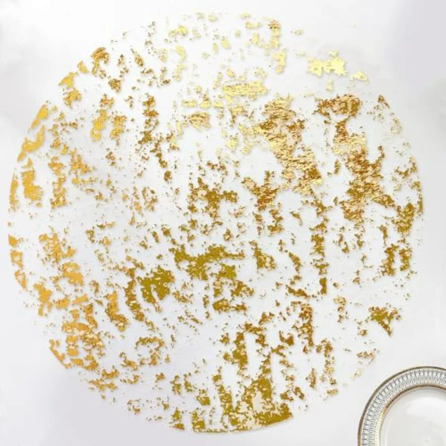 

Набор одноразовых золотых салфеток-плейсматов, 100 шт., металлические, тонкие, круглые, 13 дюймов, золотые, сетчатые, прессованные, для осеннего стола, 100 штук в упаковке