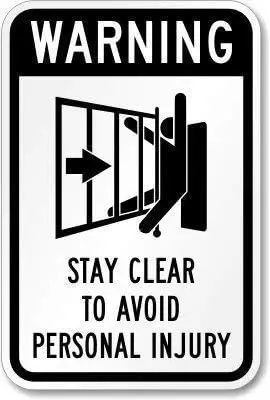 Metal Deco Sign 8x12 inches Warning Automatic Gate, Stay Clear to Avoid Personal Injury (Sliding Gate Symbol) Sign,Funny Aluminu