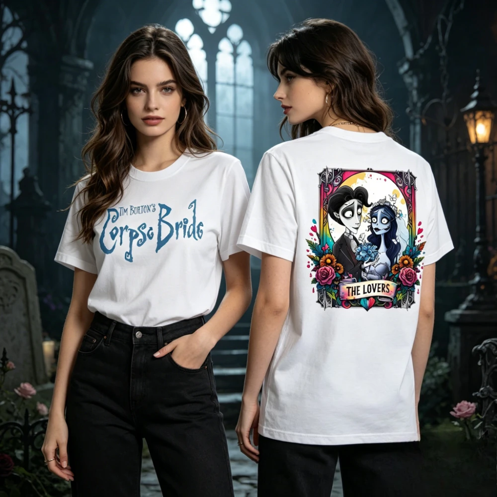 Movie Corpse Bride Poster Emily's Graphic Shirt Summer Harajuku Style Women Fashion Casual Short Sleeve Cotton T-shirt Clothes